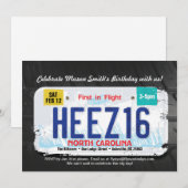 Uitnodiging voor 16e verjaardagsrijbewijs voor jon (Voorkant / Achterkant)