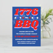Uitnodiging voor 1776 BBQ-feest met vuurwerk 's av (Staand voorkant)