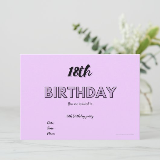 Uitnodiging voor 18e verjaardag (Staand voorkant)