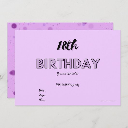 Uitnodiging voor 18e verjaardag (Voorkant / Achterkant)
