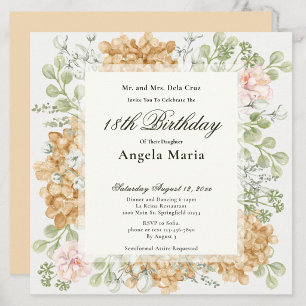 Uitnodiging voor 18e verjaardag in elegante herfst