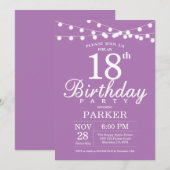Uitnodiging voor 18e verjaardag Paarse Lavendel Li (Voorkant / Achterkant)