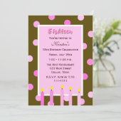 Uitnodiging voor 18e verjaardagsfeestje — roze sti (Staand voorkant)