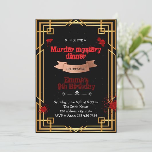 Uitnodiging voor 1920s Murder Mystery Dinner (Staand voorkant)