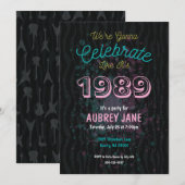 Uitnodiging voor 1989-feestje - thema jaren 80 5x7 (Voorkant / Achterkant)