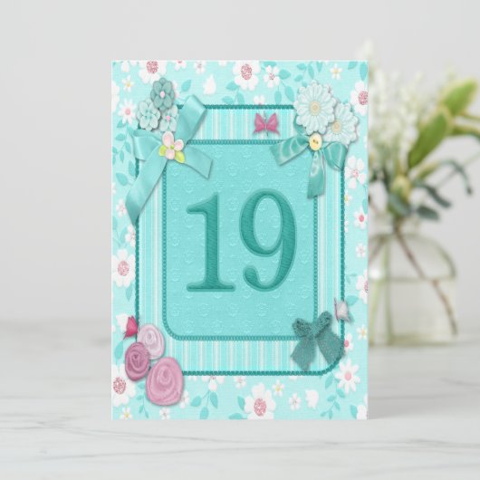 uitnodiging voor 19e verjaardag (Staand voorkant)