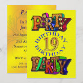 uitnodiging voor 19e verjaardag (Voorkant / Achterkant)