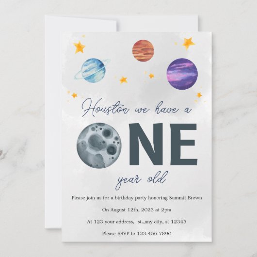 Uitnodiging voor 1 jaar oude dag van geboorte (Voorkant)