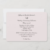 Uitnodiging voor 1-jarig huwelijksfeest, roze rozi (Achterkant)