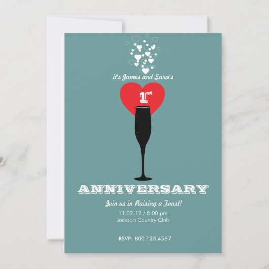 Uitnodiging voor 1e trouwjubileum - Proost! (Achterkant)