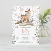 Uitnodiging voor 1e verjaardag Blush Winter Cute D (Staand voorkant)