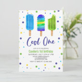 Uitnodiging voor 1e verjaardag Cool One (Staand voorkant)