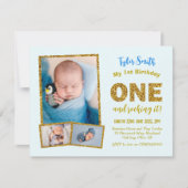 Uitnodiging voor 1e verjaardag, EEN jongen zijn ee (Voorkant)