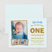 Uitnodiging voor 1e verjaardag, EEN jongen zijn ee (Voorkant / Achterkant)