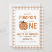 Uitnodiging voor 1e verjaardag Gingham Little Pump (Voorkant)