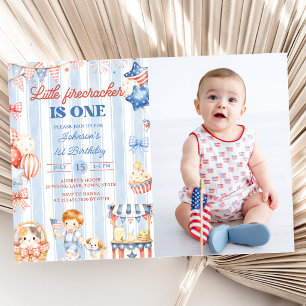 Uitnodiging voor 1e verjaardag Little Firecracker