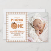 Uitnodiging voor 1e verjaardag Little Pumpkin Ging (Voorkant)