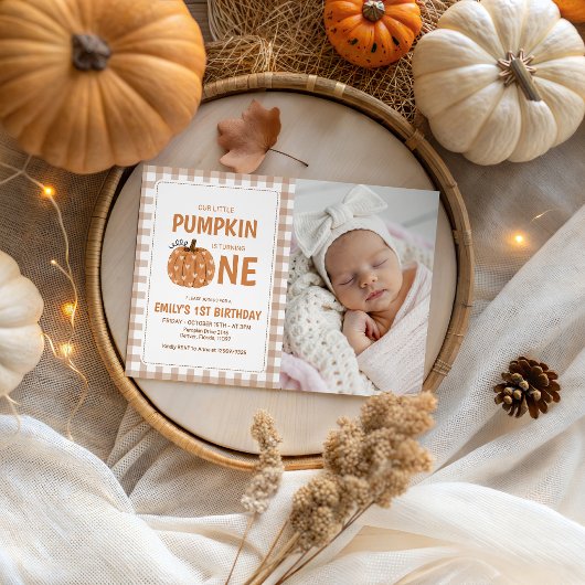 Uitnodiging voor 1e verjaardag Little Pumpkin Ging