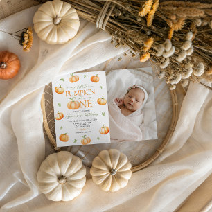 Uitnodiging voor 1e verjaardag Little Pumpkin Phot
