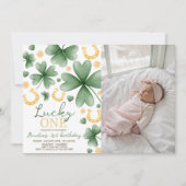 Uitnodiging voor 1e verjaardag 'Lucky One' met fot (Voorkant)