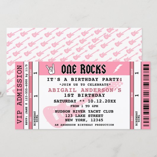 UITNODIGING VOOR 1E VERJAARDAG MET CONCERTKAARTJE  (Voorkant / Achterkant)