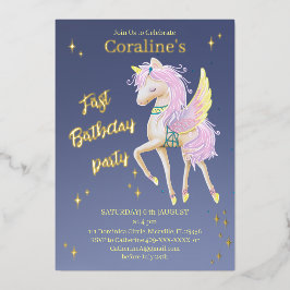 Uitnodiging voor 1e verjaardag met eenhoorn.