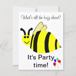 Uitnodiging voor 1e verjaardag met hommelballonnen