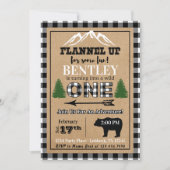 Uitnodiging voor 1e verjaardag met witte zwarte bu (Voorkant)