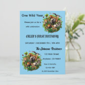 Uitnodiging voor 1e verjaardag 'One Wild Year' (Staand voorkant)