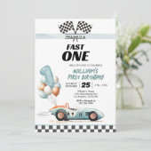 Uitnodiging voor 1e verjaardag van Blauwe Raceauto (Staand voorkant)