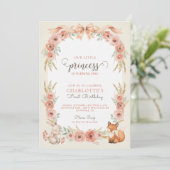 Uitnodiging voor 1e verjaardag van Blush Floral Pr (Staand voorkant)