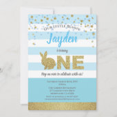 Uitnodiging voor 1e verjaardag van bunny boy in bl (Voorkant)