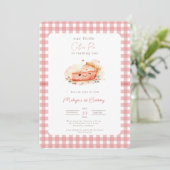 Uitnodiging voor 1e verjaardag van Cutie Pie Rusti (Staand voorkant)