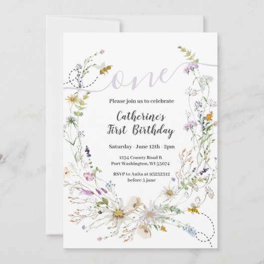 Uitnodiging voor 1e verjaardag van een klein Wildf (Voorkant)