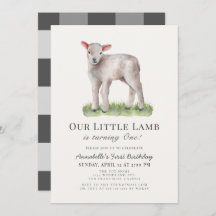 Uitnodiging voor 1e verjaardag van Little Lamb