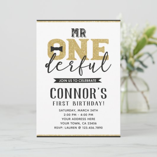 Uitnodiging voor 1e verjaardag van meneer Onederfu (Staand voorkant)