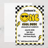 Uitnodiging voor 1e verjaardag van One Cool Dude (Voorkant / Achterkant)