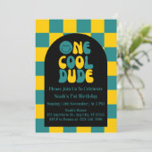 Uitnodiging voor 1e verjaardag van One Cool Dude (Staand voorkant)