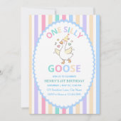 Uitnodiging voor 1e verjaardag van One Silly Goose (Voorkant)