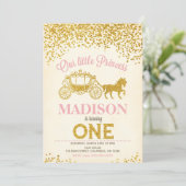 Uitnodiging voor 1e verjaardag van prinses / Glitt (Staand voorkant)