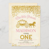 Uitnodiging voor 1e verjaardag van prinses / Glitt (Voorkant / Achterkant)