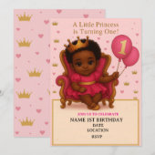 Uitnodiging voor 1e verjaardag van Prinses Roze & (Voorkant / Achterkant)