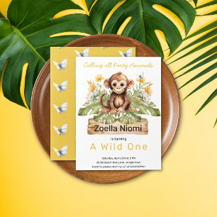 Uitnodiging voor 1e verjaardag van Wild One Monkey