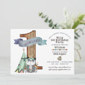 Uitnodiging voor 1e verjaardag 'Wilde Eén' Tribale (Staand voorkant)