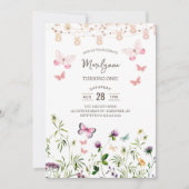 Uitnodiging voor 1e verjaardag Wildflower Boho (Voorkant)