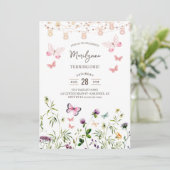 Uitnodiging voor 1e verjaardag Wildflower Boho (Staand voorkant)