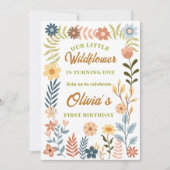 Uitnodiging voor 1e verjaardag Wildflower Boho Blo (Voorkant)