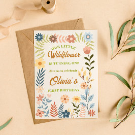 Uitnodiging voor 1e verjaardag Wildflower Boho Blo