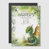 Uitnodiging voor 1e verjaardagsfeestje van bewerkb magnetische uitnodiging (Voorkant / Achterkant)