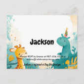 Uitnodiging voor 1e verjaardagsfeestje van bosdier (Achterkant)